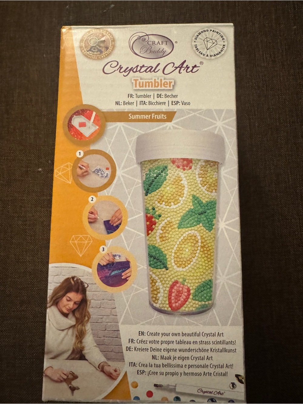 Craft diamond Art Tumbler - Yellow, Green, Red